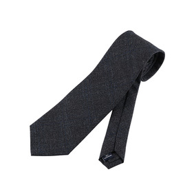 Glen Plaid Wool Tie - Dark Gray