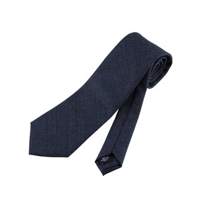 Glen Plaid Wool Tie - Navy
