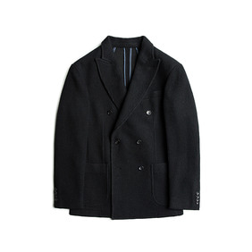 Double Breasted Knit Jacket - Black
