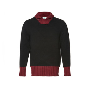 Shawl Collar Cotton Sweater - Black