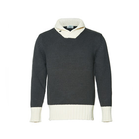 Shawl Collar Cotton Sweater - Gray