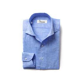 One piece Collar Linen shirts - Blue