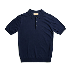 Cotton Knit Classic Polo Shirts - Navy