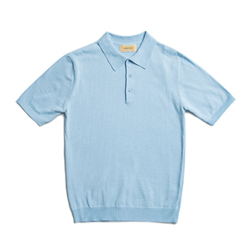 Cotton Knit Classic Polo Shirts - Blue