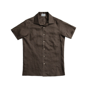 Linen Half Sleeve Shirts - Brown