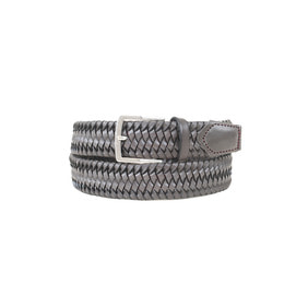 Stretch Leather Weaving Belt 105 - Gray