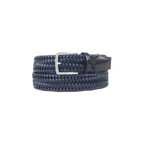 Stretch Leather Weaving Belt 105 - Blue