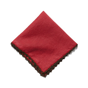 Edge Crochet Pocket Square - Red / Brown