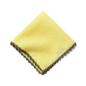 Edge Crochet Pocket Square - Yellow / Gray