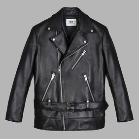 Oversized Leather Biker Jacket - Black