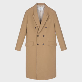 Double Breasted Pure Wool Overcoat - Beige
