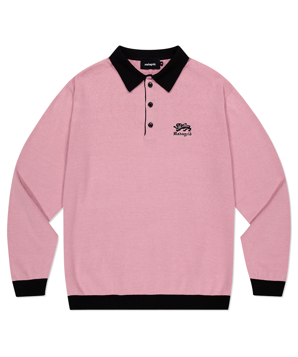 LION LS KNIT POLO[PINK]