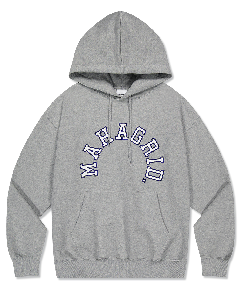 ROUND LOGO APPLIQUE HOODIE[GREY]