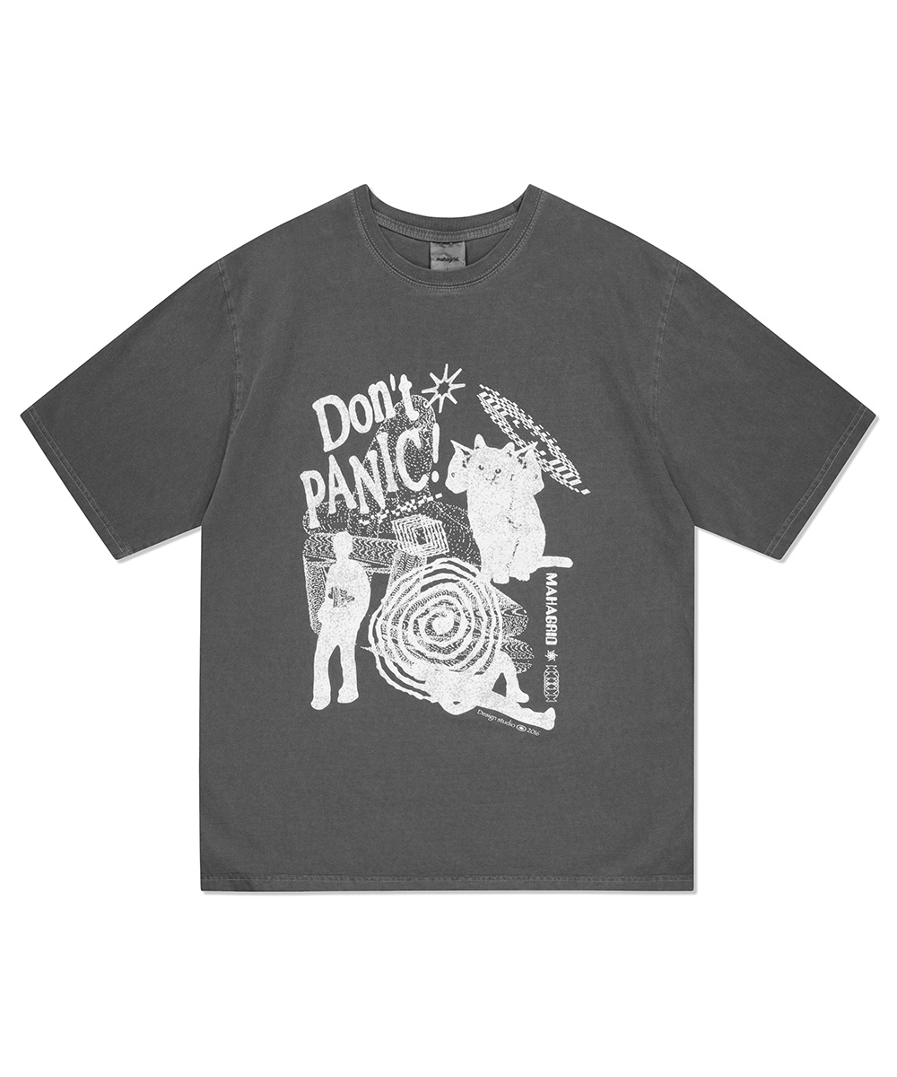 [M size Shipping Begin 5/2]DON’T PANIC PIGMENT TEE[CHARCOAL]