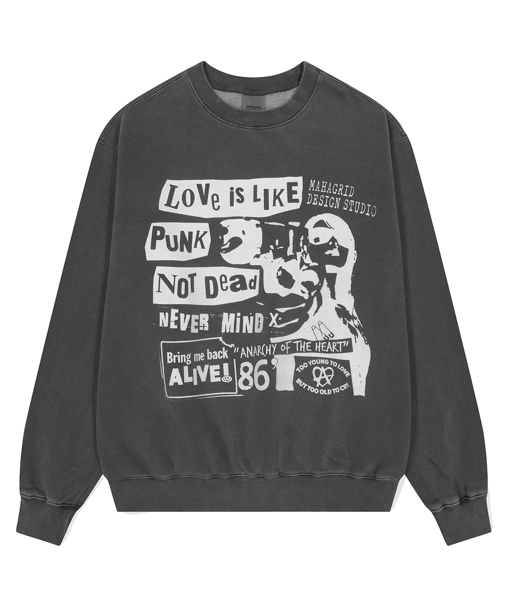 LOVE PUNK PIGMENT SWEATSHIRT[CHARCOAL]