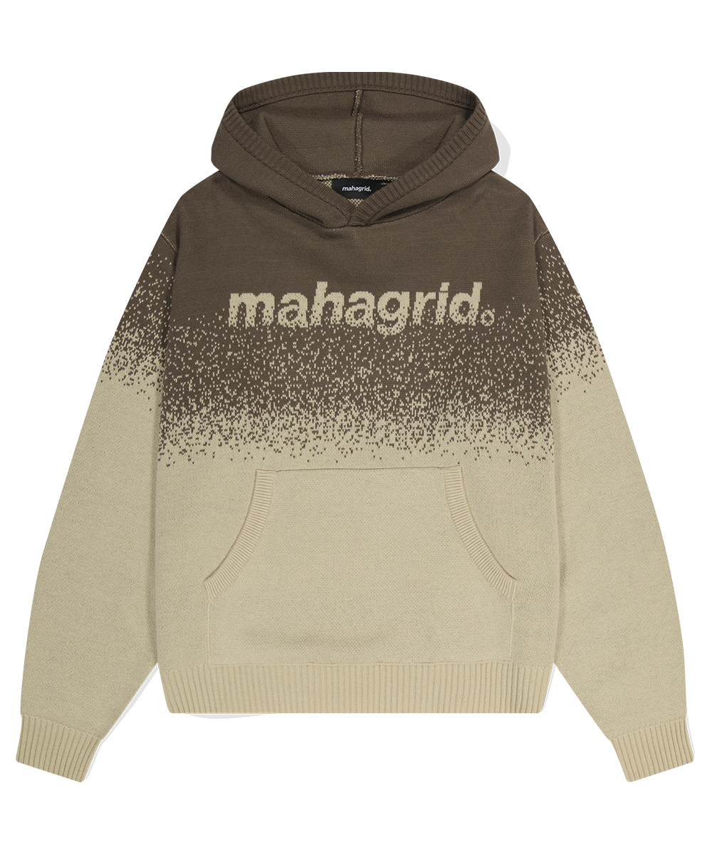 BASIC LOGO OMBRE KNIT HOODIE[BROWN]
