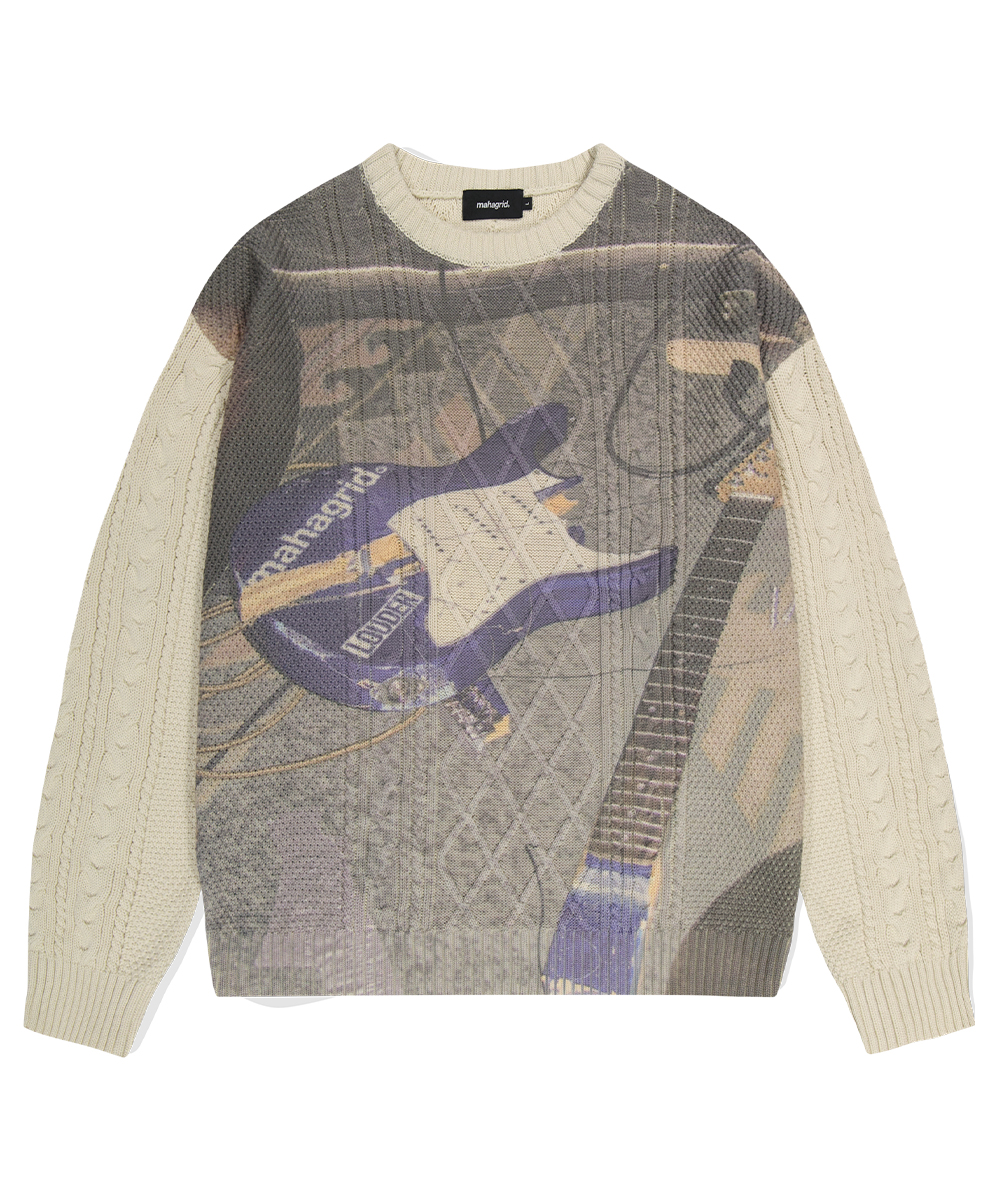 BROKEN GUITAR CABLE KNIT SWEATER[IVORY]