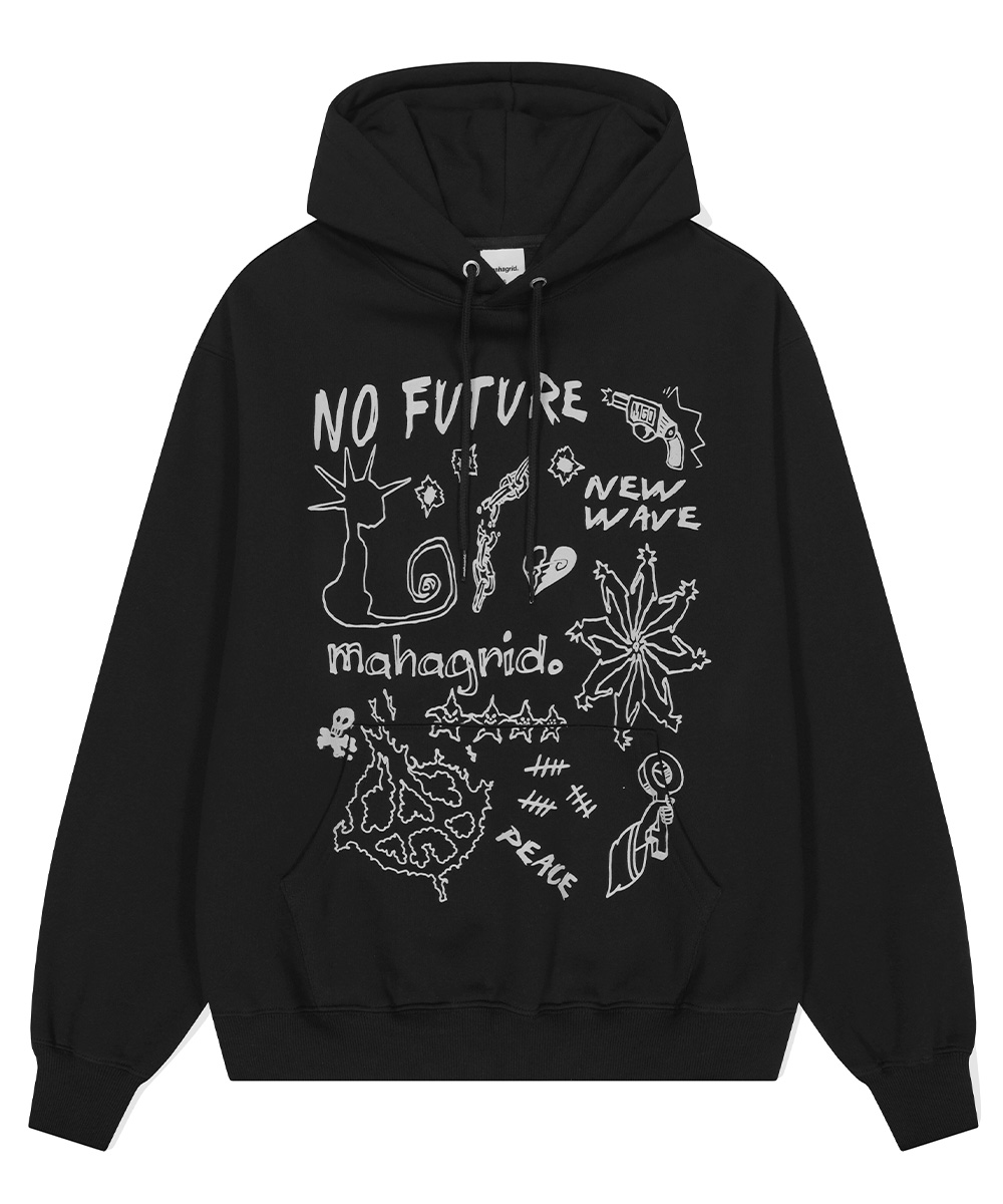 【mahagrid】22SS★ SHROOM HOODIE CURVED CUT HOODIE[CHARCOAL] - MAHAGRID