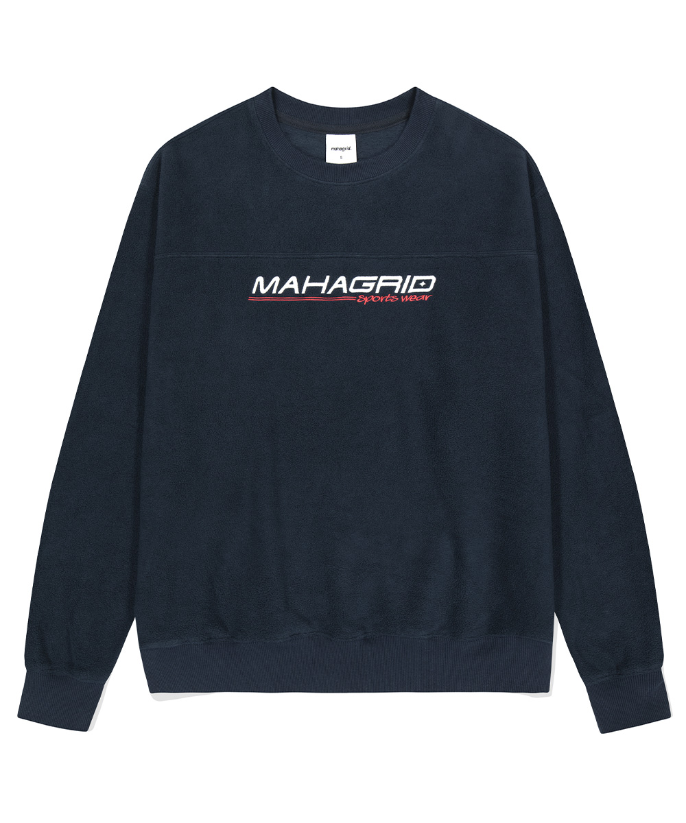 【mahagrid】23FW★ TOUR UNIFORM SWEATSHIRT SPORTS LOGO FLEECE CREWNECK[NAVY] - MAHAGRID