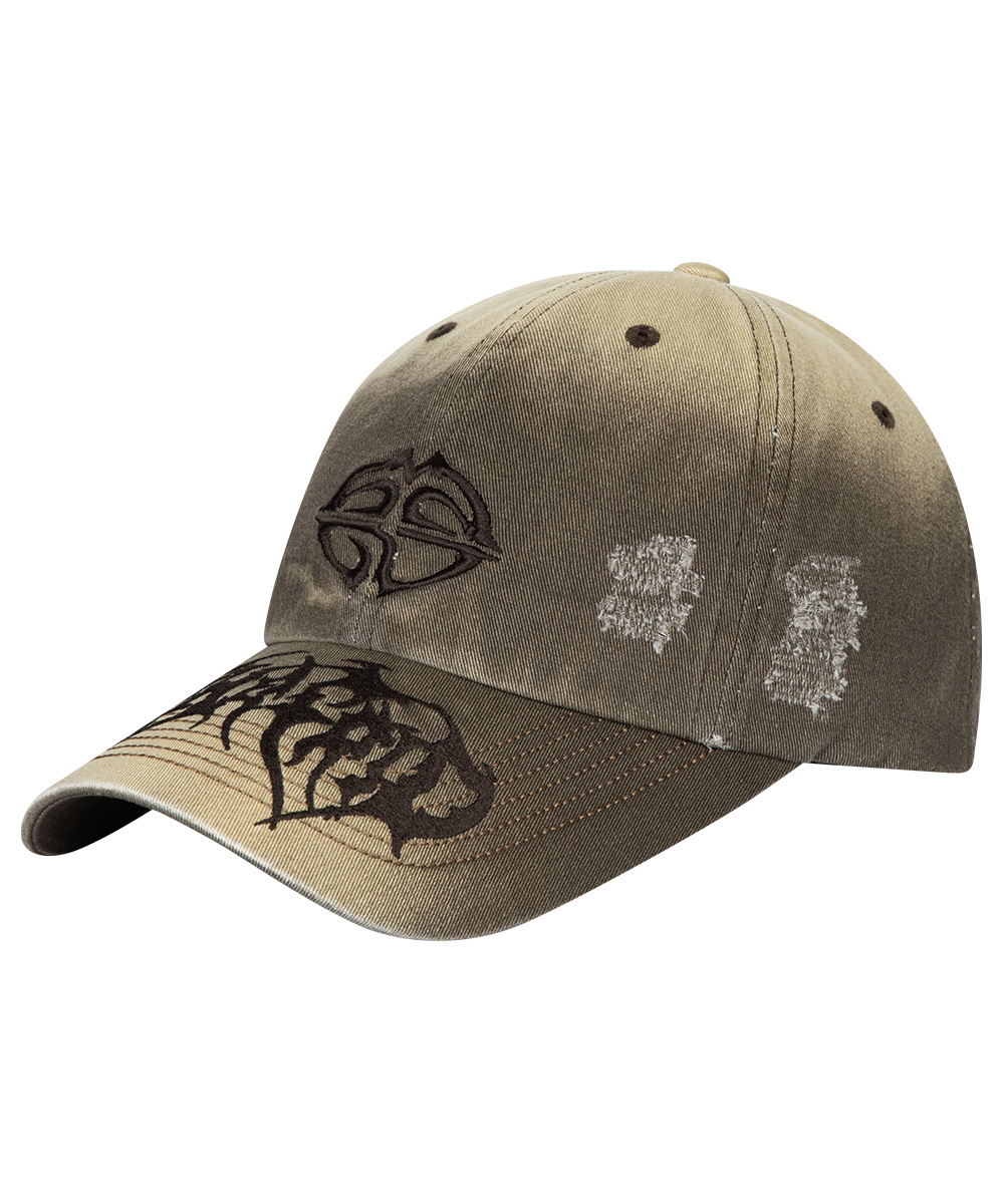 WASHED METAL LOGO BALL CAP BROWN]