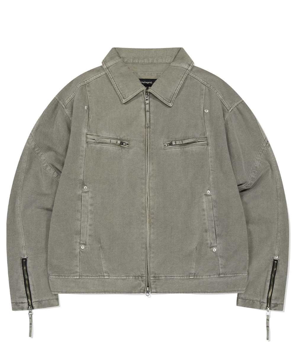 OVERDYED BIKER JACKET[KHAKI]