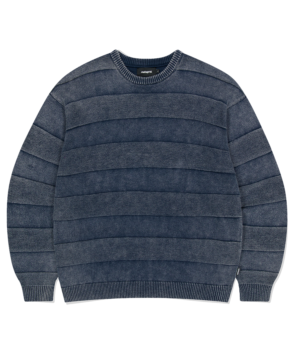 WASHED STRIPE KNIT[NAVY]