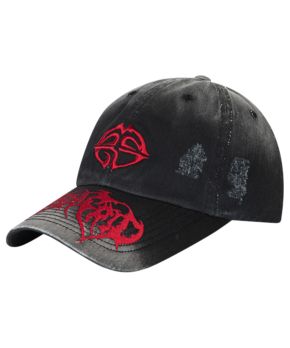 【mahagrid】24SS★ WASHED L LOGO BALL CAP WASHED METAL LOGO BALL CAP BLACK] - MAHAGRID