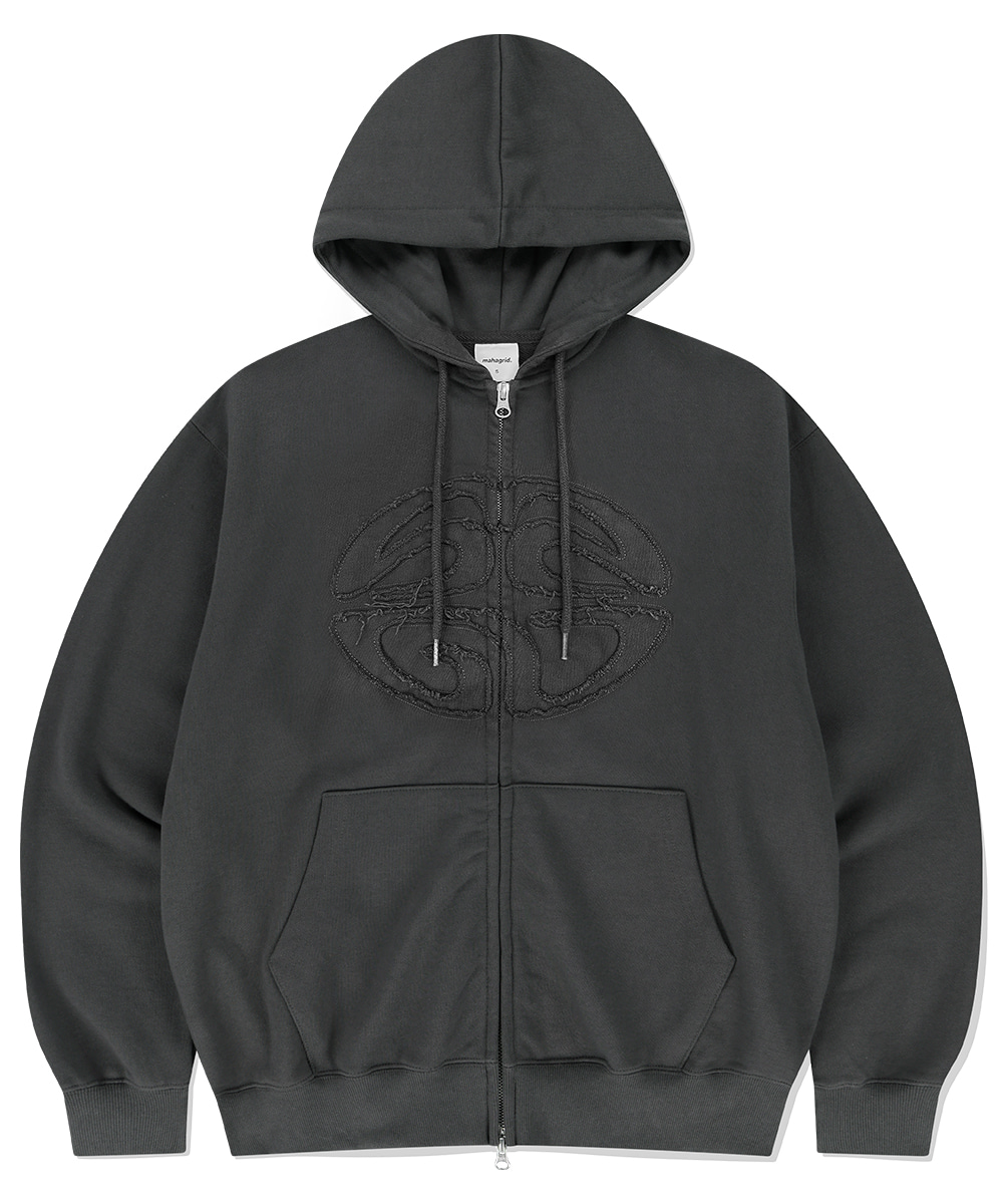 [ MAHAGRID]★24FW★韓国人気★ECLIPSE RAW CUT ZIP UP HOODIE ECLIPSE RAW CUT ZIP UP HOODIE [GREY] - MAHAGRID