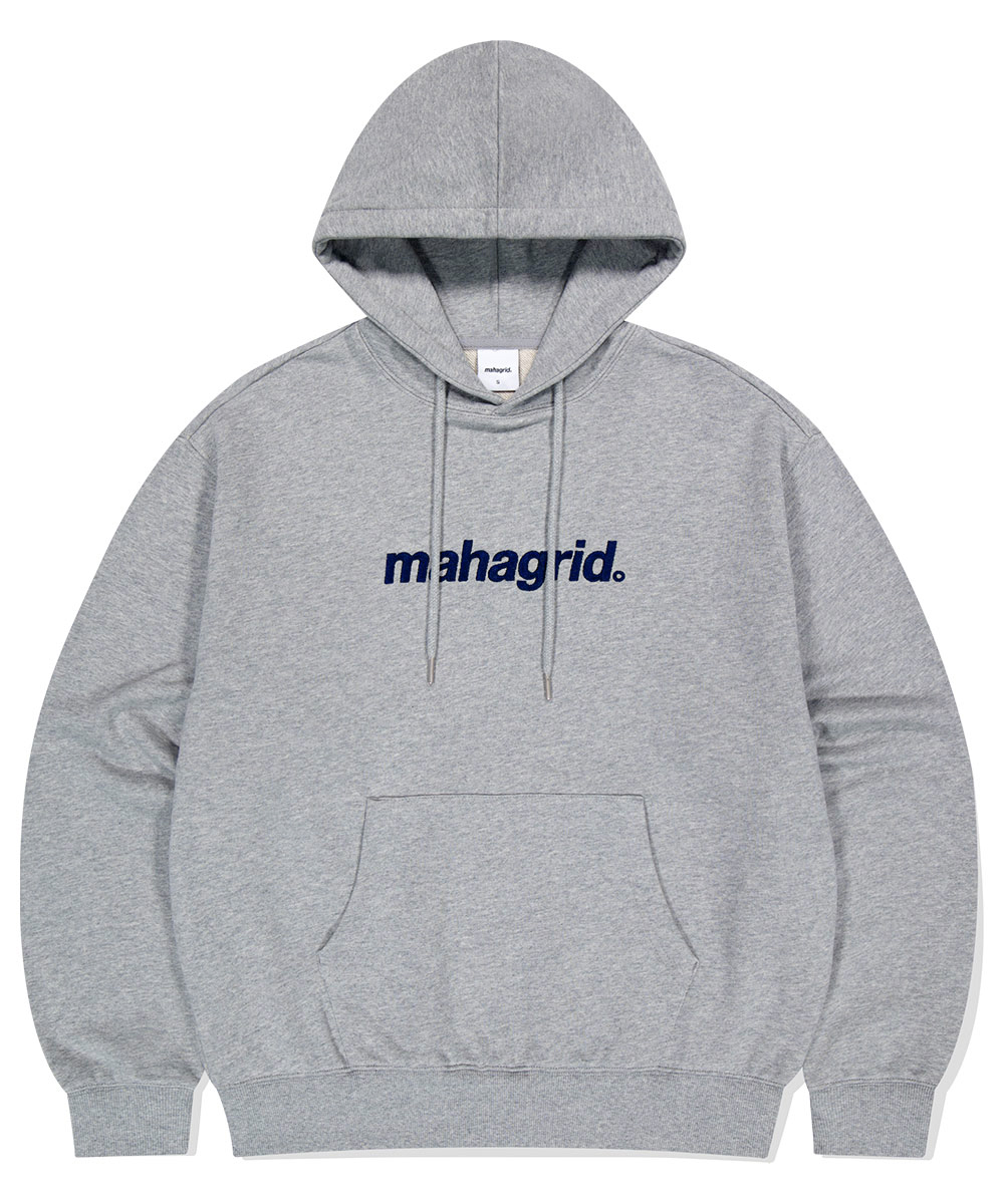 【mahagrid】24FW★ SCRIPT LOGO KNIT HOODIE BASIC LOGO HOODIE [GREY] - MAHAGRID