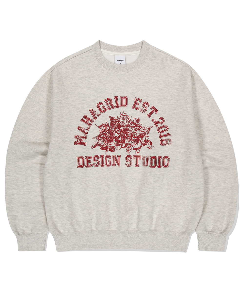 さらに100円引き◆MAHAGRID◆ROSE VARSITY SWEATSHIRT ROSE VARSITY SWEATSHIRT [OATMEAL] - MAHAGRID