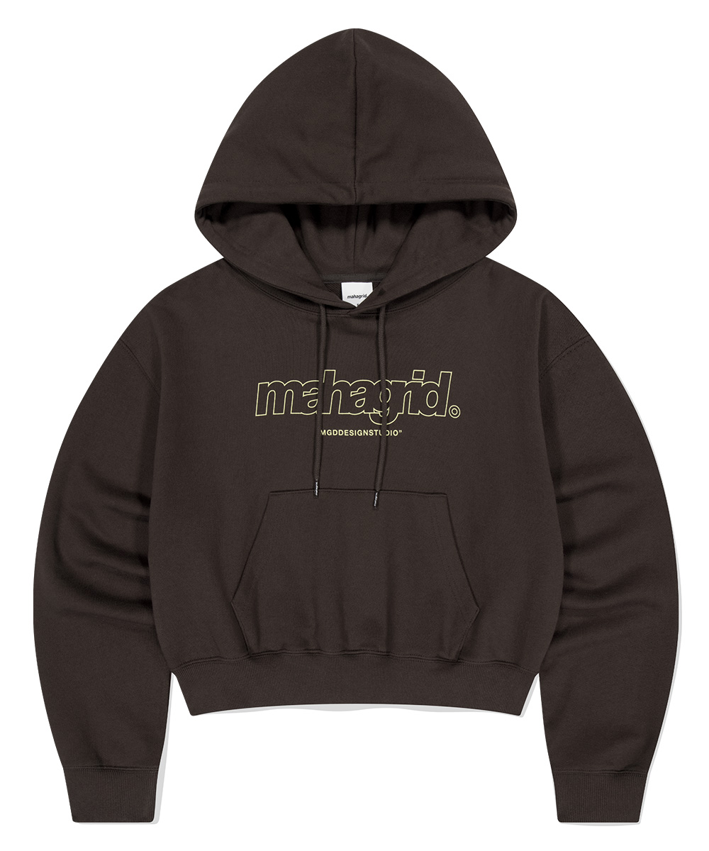 [ MAHAGRID]★ THIRD LOGO HOODIE THIRD LOGO CROP HOODIE [BROWN] - MAHAGRID