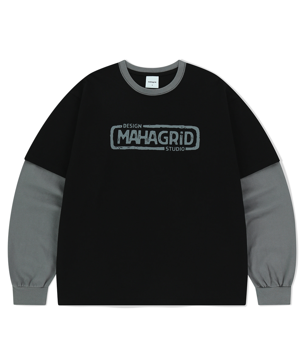 【mahagrid】25SS★ BANNER LOGO LAYERED LS TEE BANNER LOGO LAYERED LS TEE[BLACK] - MAHAGRID