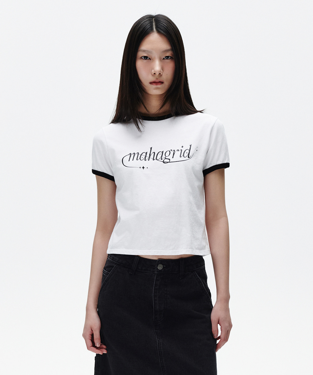 【mahagrid】25SS★ SHOOTING STAR RINGER TEE SHOOTING STAR RINGER TEE[WHITE] - MAHAGRID