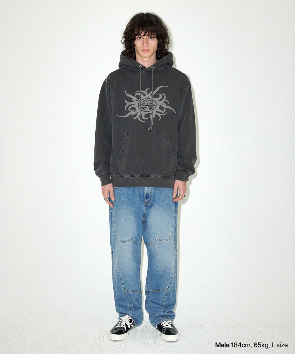 さらに100円引き◆MAHAGRID◆ECLIPSE LOGO HOODIE TRIBAL ECLIPSE PIGMENT HOODIE [CHARCOAL] - MAHAGRID