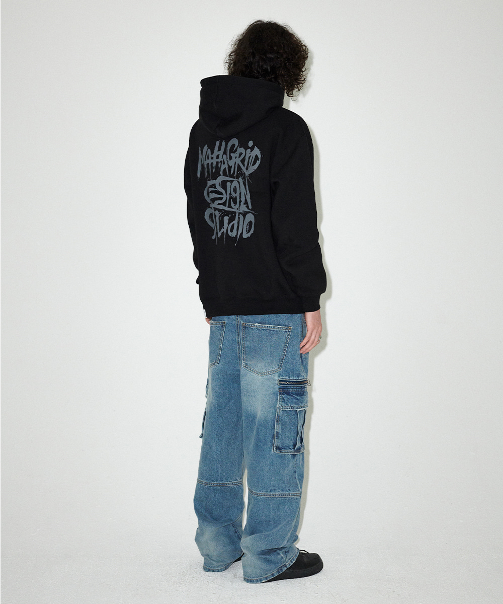 【mahagrid】24FW★ WASHED ZIP CARGO DENIM PANT WASHED ZIP CARGO DENIM PANT [BLACK] - MAHAGRID