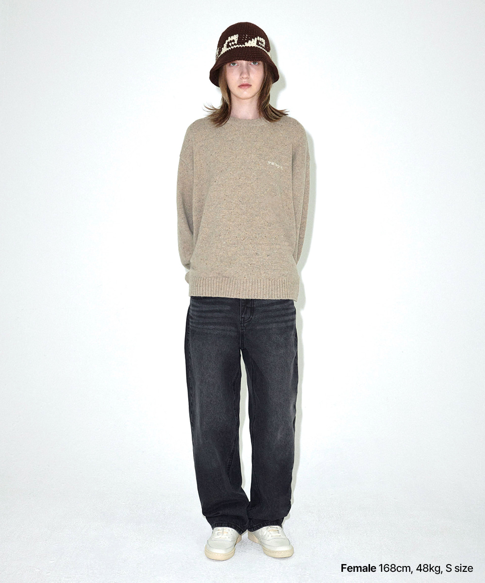 BASIC LOGO NEP KNIT SWEATER [BEIGE] - MAHAGRID