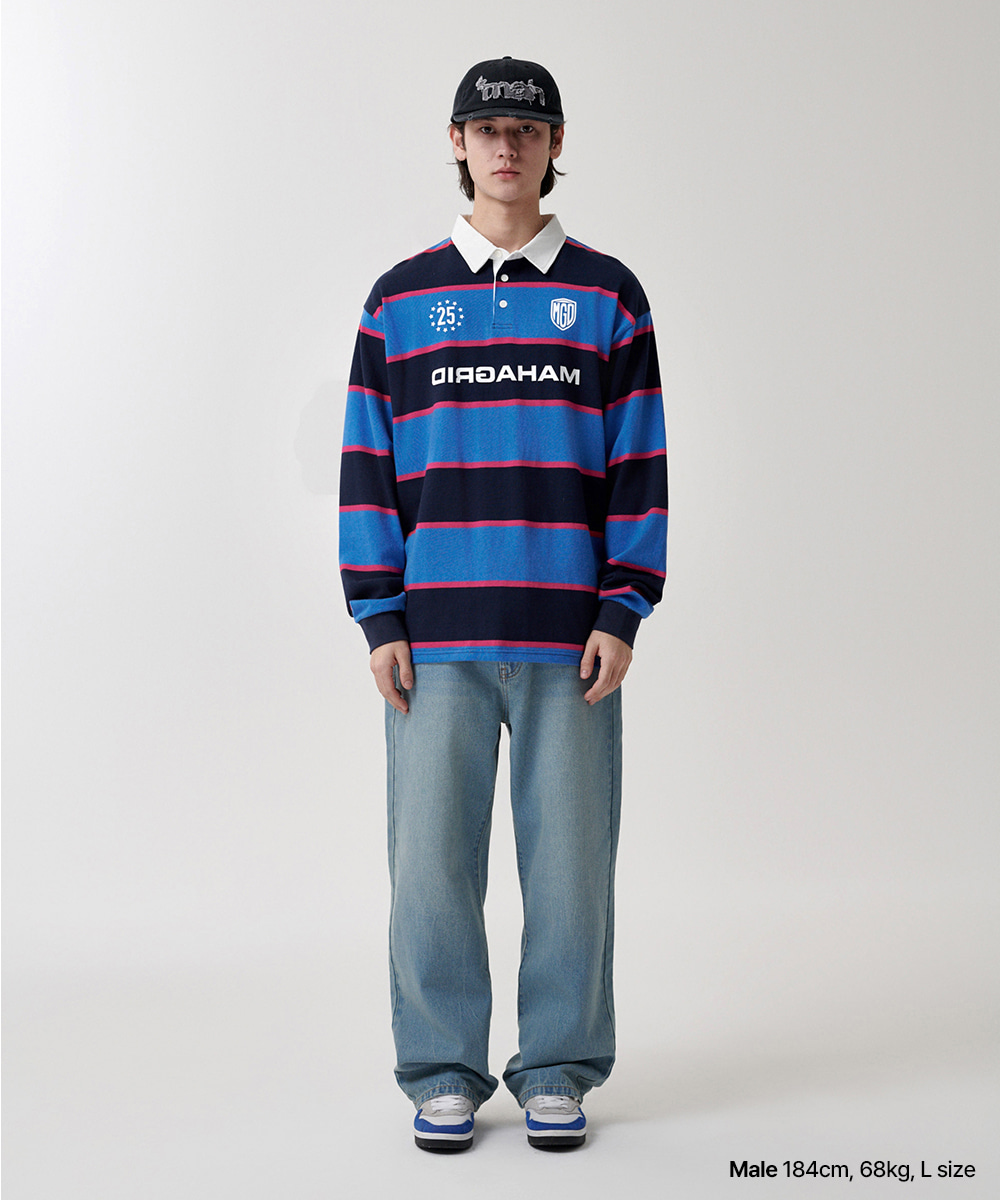 【mahagrid】25SS★ STRIPE RUGBY SHIRT STRIPE RUGBY SHIRT[BLUE] - MAHAGRID
