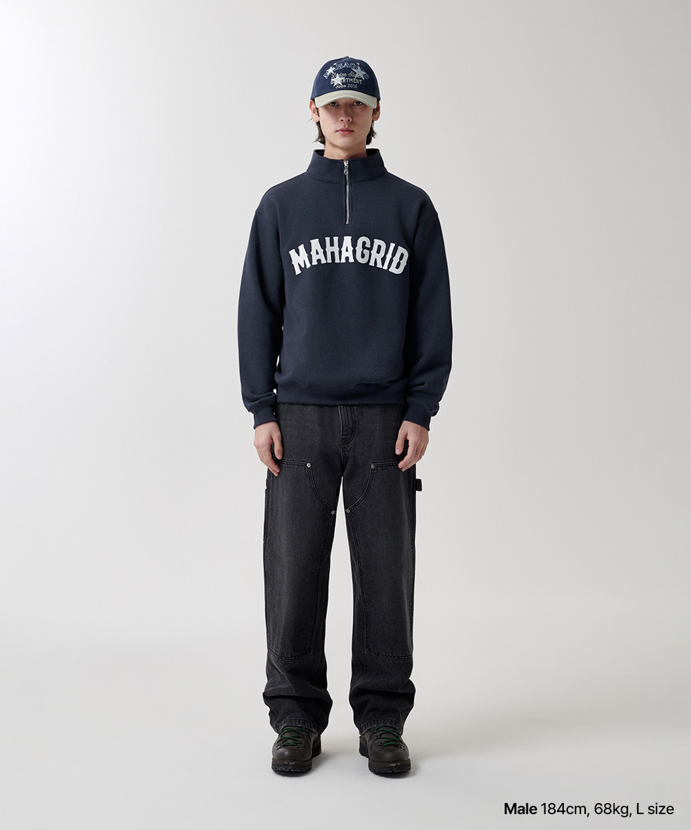 ARCH LOGO APPLIQUE HALF ZIP-UP SWEATSHIRT[NAVY] - MAHAGRID