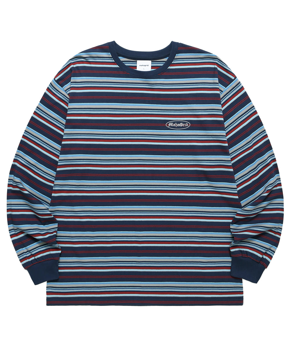 GOTHIC OVAL STRIPED LS TEE[NAVY]