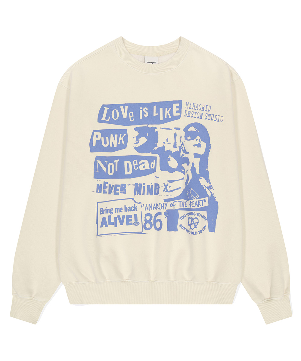 LOVE PUNK PIGMENT SWEATSHIRT[BEIGE]