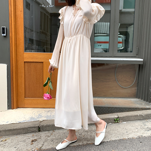 Ribbed and Frill Details Dress | Most LOVED Korean fashion shopping mall  66girls!