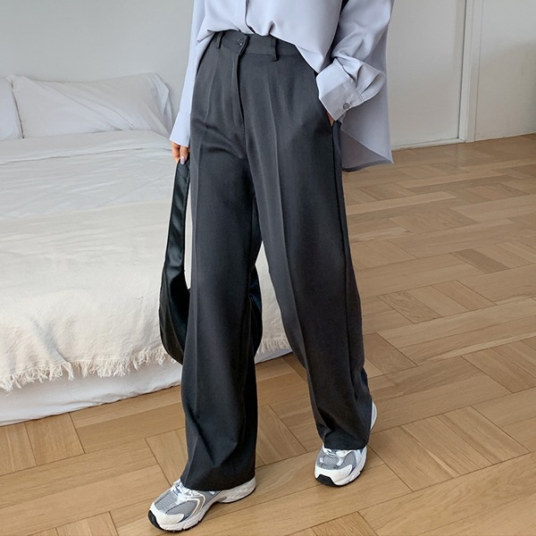 [僅限台灣顧客購買] 單釦側口袋燙線寬管西裝褲