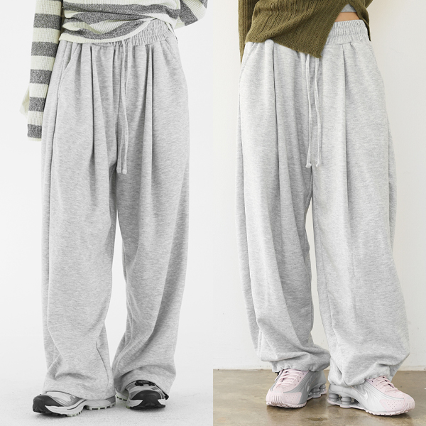 ディープピンタックゆるジャージパンツ(5size)-💓66girls💓 韓国人気