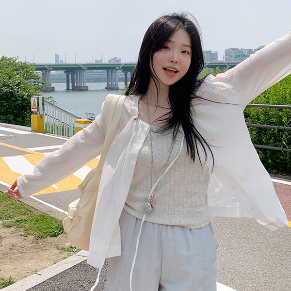 히든버튼링클셔츠JK