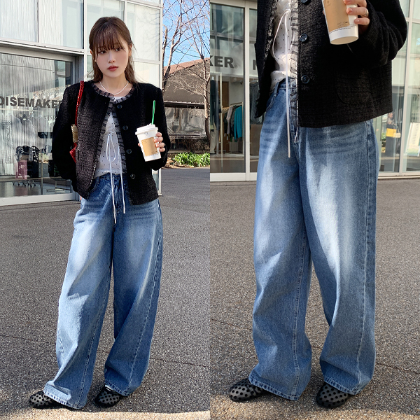 M]フレッシュバルーンデニムパンツ-💓66girls💓 韓国人気レディース