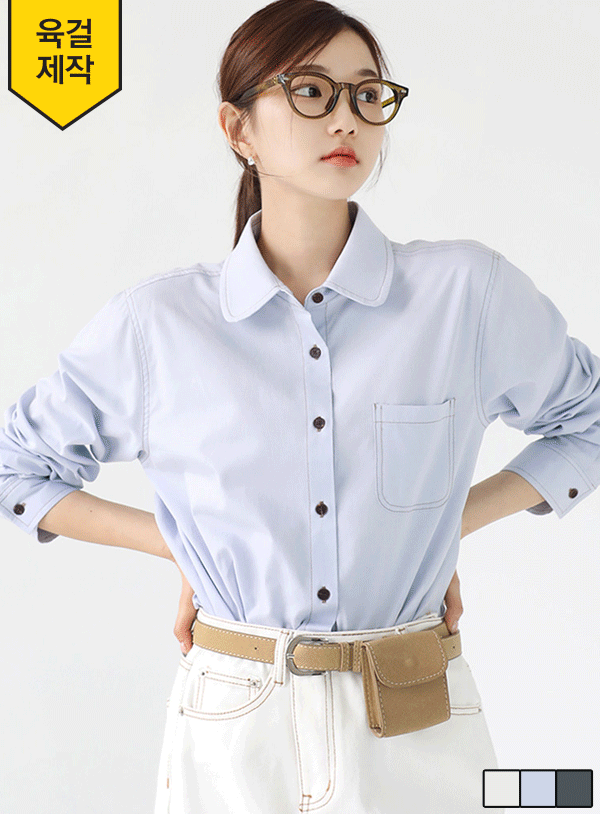 マーガレットステッチポケットシャツ(2size)💛66girls💛