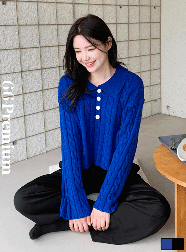 [Premium] 混羊毛针织麻花纹短版织衫
