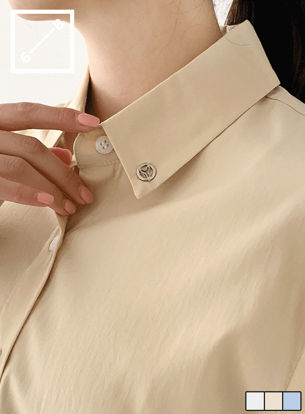 [6B] 金屬裝飾純色襯衫