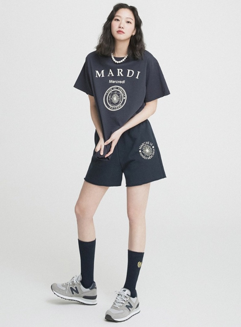 SWEAT SHORTS MARCHE EMBLEM_NAVY CREAM - MARDI MERCREDI