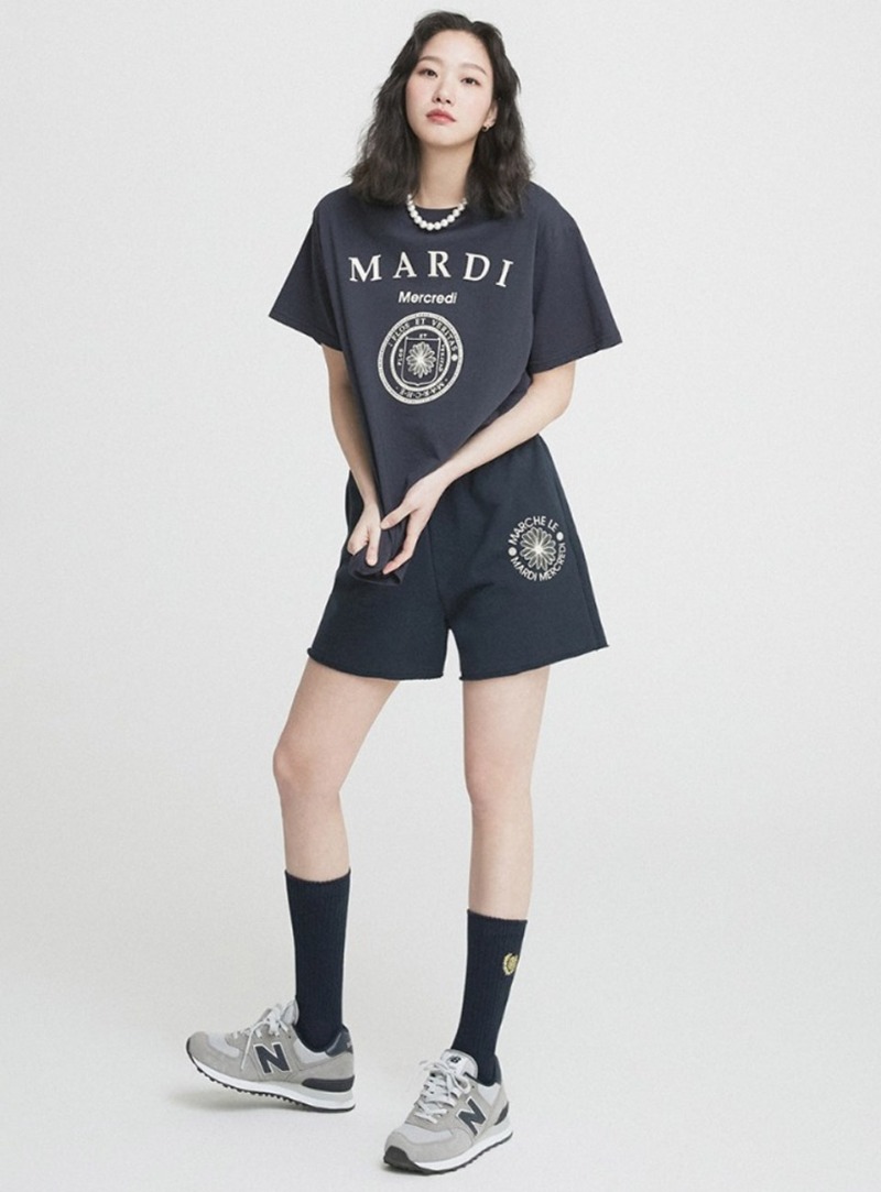 SWEAT SHORTS MARCHE EMBLEM_NAVY CREAM